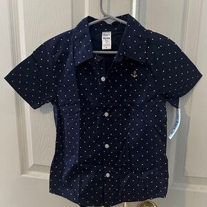 Navy Blue Polka Dot Collared Kids Shirt NWT Carters size 4T